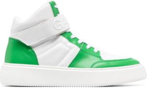 GANNI Sporty high-top leather sneakers Green