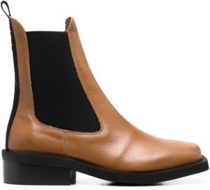 GANNI square-toe leather Chelsea boots Brown