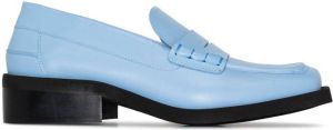 GANNI square-toe leather loafers Blue