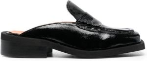 GANNI square-toe leather mules Black