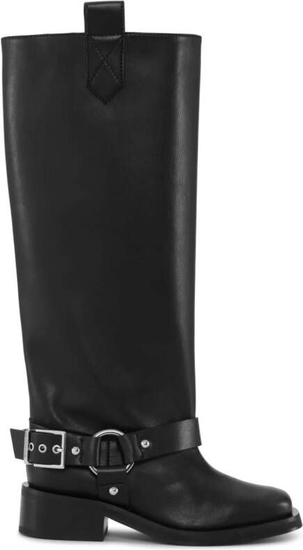 GANNI square-toe mid-calf boots Black
