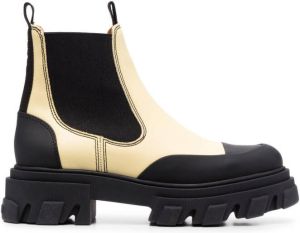 GANNI two-tone leather ankle boots Yellow