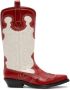 GANNI stitched leather cowboy boots White - Thumbnail 1