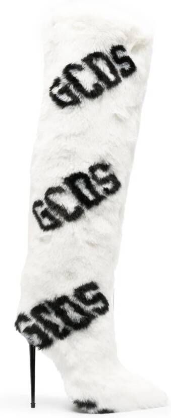 Gcds 110mm faux-fur logo-print boots White