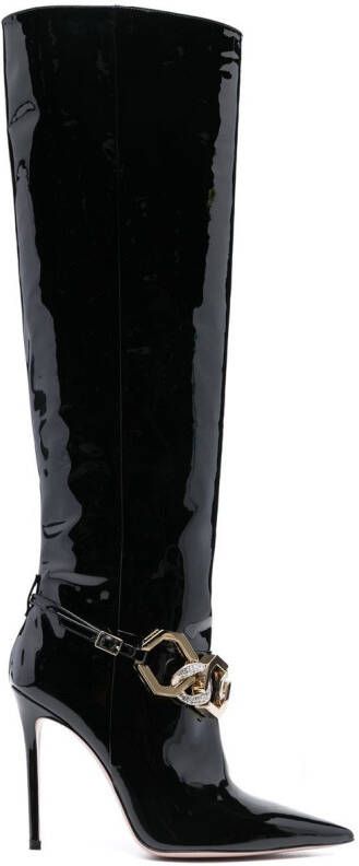 Gedebe Stassie patent 115mm heeled boots Black