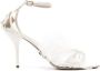 Genny 90mm feather-detail leather sandals White - Thumbnail 1