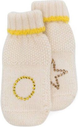 Gensami kids crystal-embellished knitted slippers Neutrals