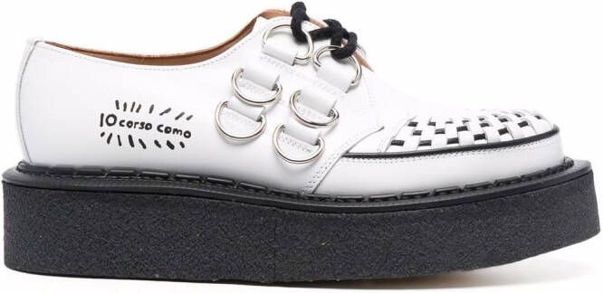 George Cox x 10 Corso Como D-ring embellished creepers White