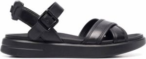 Geox crossover-strap leather sandals Black