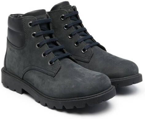 Geox Kids 25mm Shaylax lace-up suede boots Blue