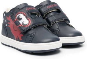 Geox Kids crab-motif leather sneakers Blue