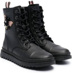 Geox Kids Gillyjaw embellished lace-up boots Black