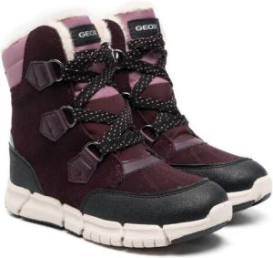 Geox Kids logo lace-up boots Purple