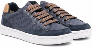 Geox Kids perforated-panel leather sneakers Blue