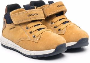 Geox Kids touch-strap leather sneakers Yellow