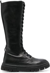 Geox lace-up knee-high boots Black