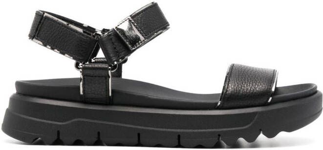 Geox open-toe leather sandals Black