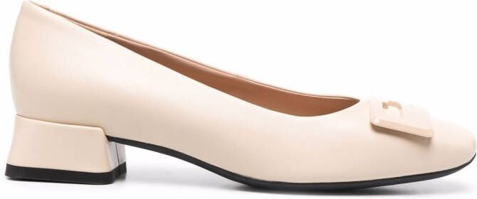 Geox square-toe leather ballerina shoes Neutrals