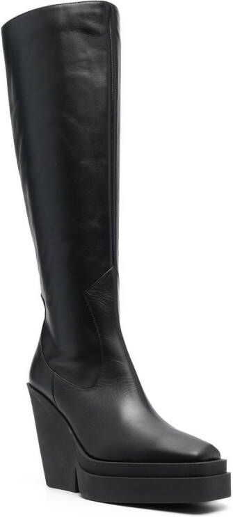 GIABORGHINI 120mm knee-high leather boots Black