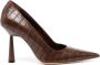 GIABORGHINI Balantine 100mm crocodile-effect pumps Brown - Thumbnail 1