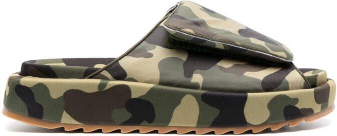GIABORGHINI camouflage-print platform sandals Green