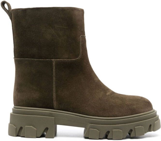 GIABORGHINI chunky-sole cal-suede boots Green