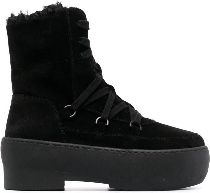 GIABORGHINI flatform lace-up suede boots Black