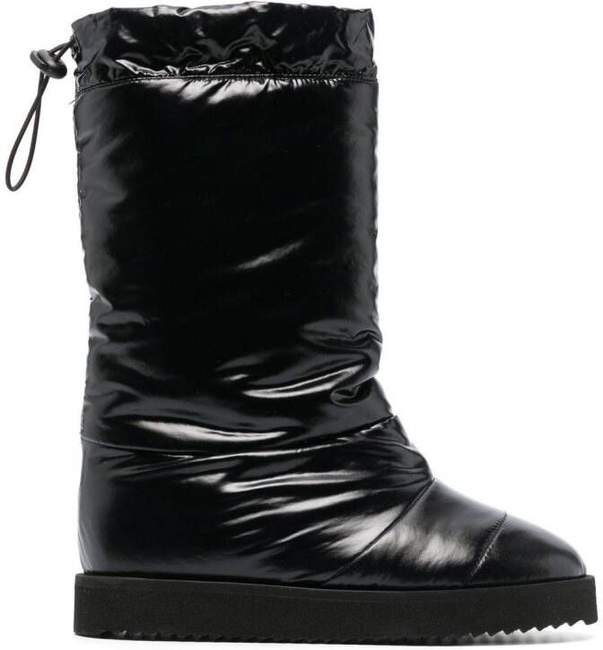 GIABORGHINI patent padded knee-high boots Black