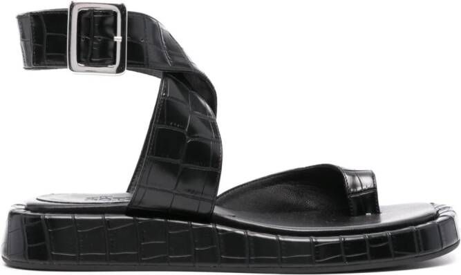 GIABORGHINI Roxanne crocodile-embossed sandals Black