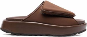 GIABORGHINI touch strap chunky slides Brown