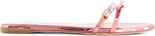 Giambattista Valli crystal-embellished leather slides Pink