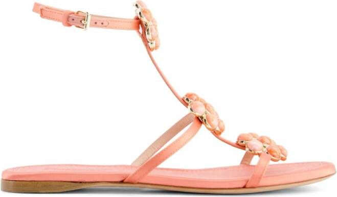 Giambattista Valli flower-detailing leather sandals Pink