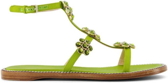 Giambattista Valli Jaipur embellished flat sandals Green