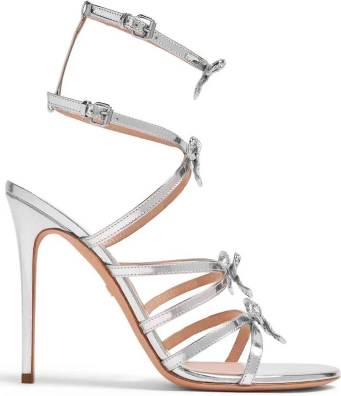 Giambattista Valli Love Bow 105mm leather sandals Silver