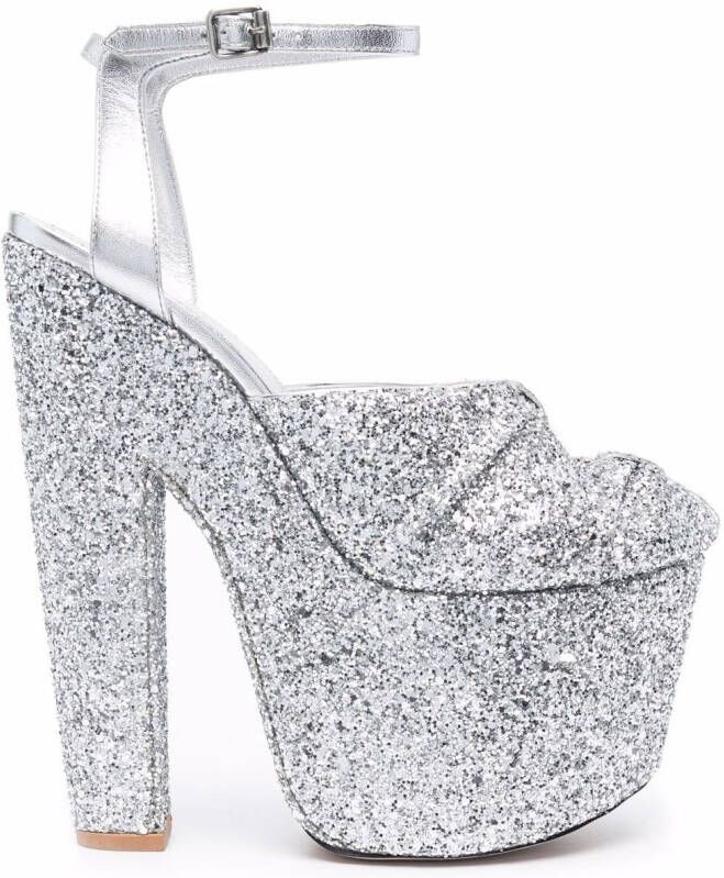 Giambattista Valli sparkle platform heels Grey