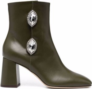 Giannico crystal-embellished ankle boots Green