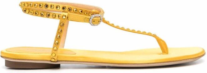 Giannico studded open-toe sandals Yellow