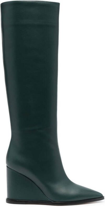 Gianvito Rossi 100mm knee-high wedge boots Green