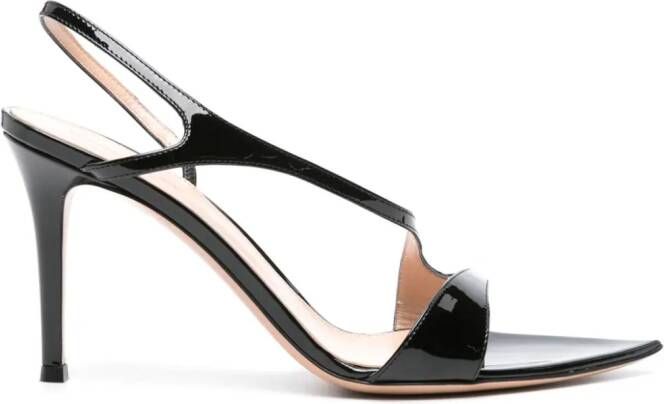 Gianvito Rossi 100mm patent-leather slingback sandals Black
