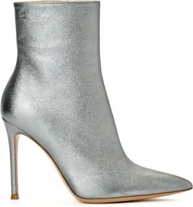 Gianvito Rossi 105mm metallic-effect ankle boots Silver