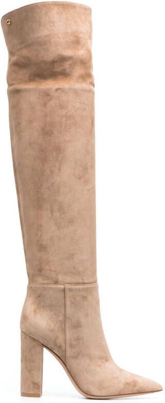 Gianvito Rossi 105mm pointed suede boots Neutrals