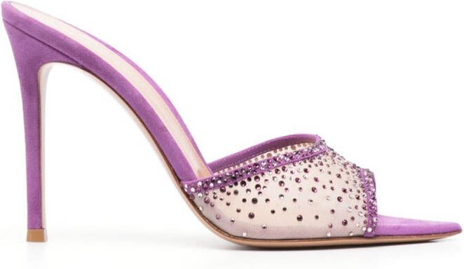 Gianvito Rossi 110mm crystal-embellished leather mules Purple
