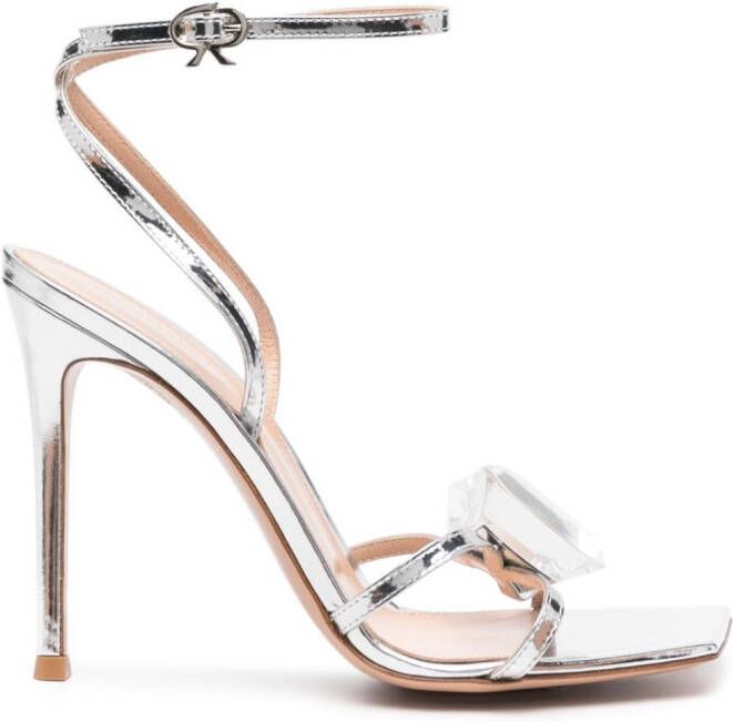 Gianvito Rossi 110mm gemstone-detail leather sandals Silver
