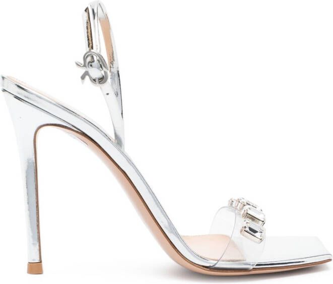 Gianvito Rossi 115mm crystal-embellished metallic sandals Silver