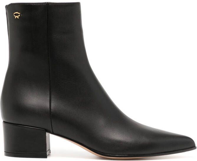Gianvito Rossi 50mm pointed-toe leather boots Black