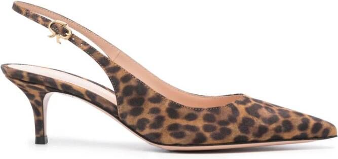 Gianvito Rossi 55mm leopard-print leather pumps Brown