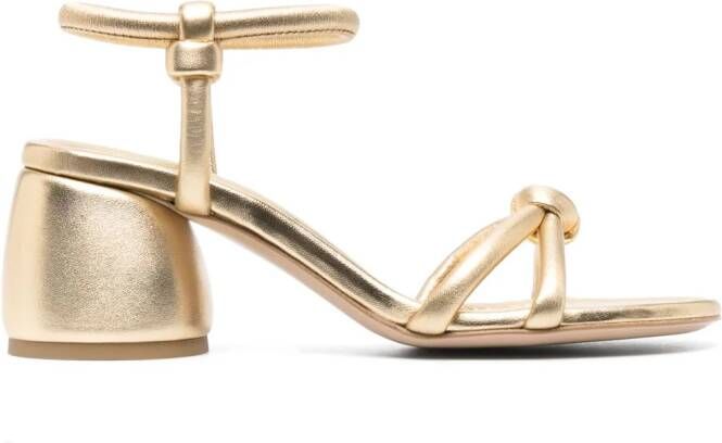 Gianvito Rossi 70mm metallic-effect leather sandals Gold