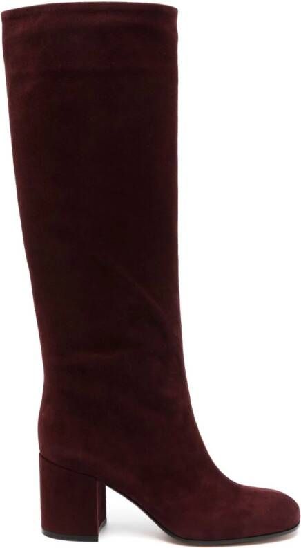 Gianvito Rossi 75mm round-toe suede boots Red