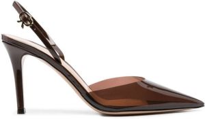Gianvito Rossi 80mm pointed panelled pumps Brown