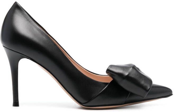 Gianvito Rossi 85mm bow-detail leather pumps Black
